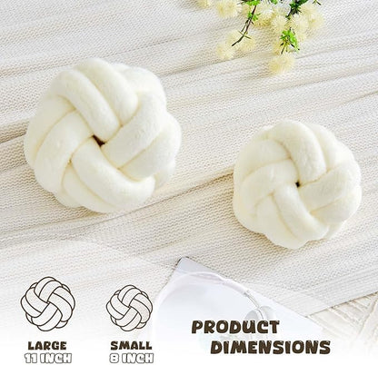 Knot Pillow Ball, Soft Home Decorative Throw Pillows Cushion, Round Changeability Knotted Pillows, Modern Home Handmade Cushions for Bedroom, Sofa, Couch (8 Inch, Ivory)
