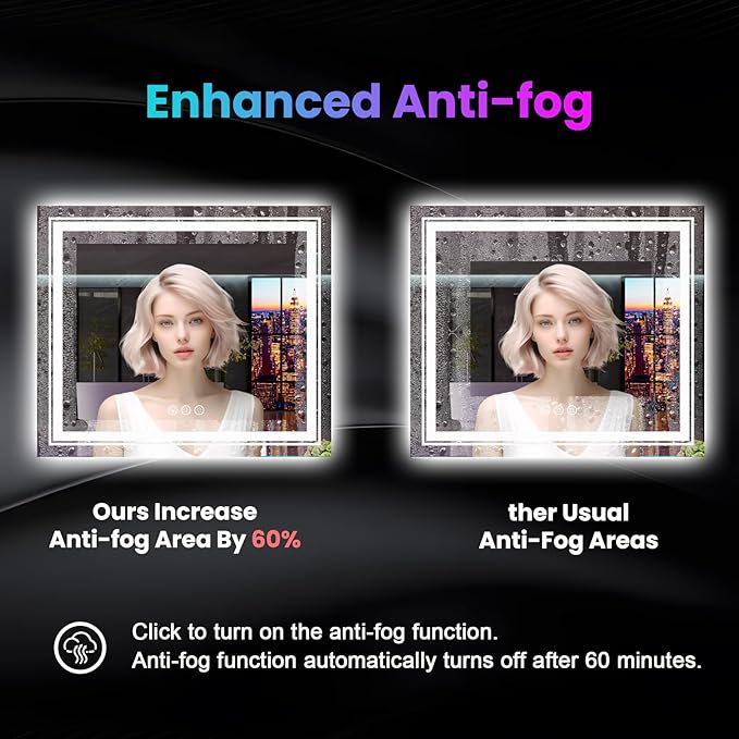 Snowdool LED Mirror for Bathroom, 72"X36" with 8 RGB Backlit +3 Front Lit (Adjustable Individually), Anti-Fog, Large Lighted Bathroom Vanity Mirror for Wall,Shatterproof,Memory Function,Tempered Glass
