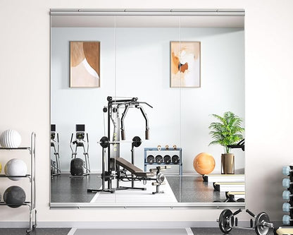 Hasipu Home Gym Mirror 55" L x 17" W - 2PCS Large Full Body Mirror for Yoga, Fitness, Garage, Dance Studio, Wall-Mounted, 0.16in Tempered Glass Frameless