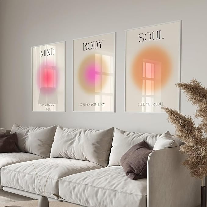 Mind Body Soul Print Positive Aura Posters For Room Aesthetic, Colorful Aura Poster Energy Wall Art Minimalist Print Aesthetic Wall Decor Posters for Bedroom Energy Spiritual 11x17 LAMINATED, No Frame