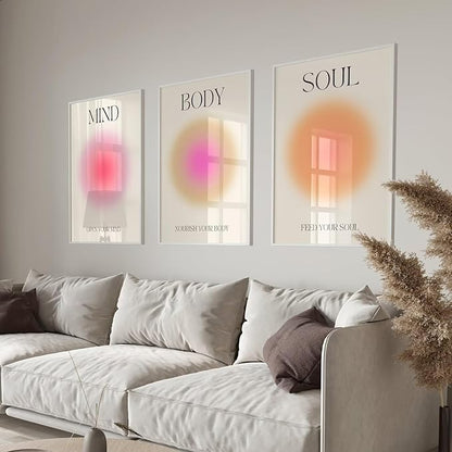 Mind Body Soul Print Positive Aura Posters For Room Aesthetic, Colorful Aura Poster Energy Wall Art Minimalist Print Aesthetic Wall Decor Posters for Bedroom Energy Spiritual 11x17 LAMINATED, No Frame