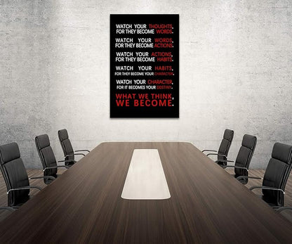 Yatsen Bridge Watch Your Thoughts Office Wall Art Decor Inspirational Motivational Canvas Pictures Artwork Home Classroom Decorations Framed Ready to Hang-28x44 inch