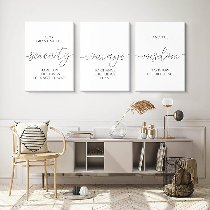 Serenity Prayer Wall Art Decor Bible Verse Wall Art God Grant Me the Serenity Wall Decor Scripture Wall Art Prints Christian Quotes Canvas Picture for Living Room Bedroom 16x24x3 Inch Ready to Hang
