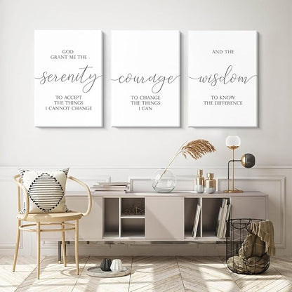 Serenity Prayer Wall Art Decor Bible Verse Wall Art God Grant Me the Serenity Wall Decor Scripture Wall Art Prints Christian Quotes Canvas Picture for Living Room Bedroom 16x24x3 Inch Ready to Hang