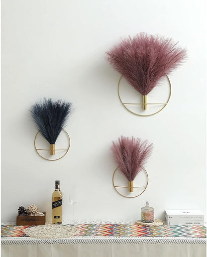 Pretty Jolly Boho Wall Decor, Large Wall-Mounted Metal Wall Decor, Hanging Artificial Pampas Display, Wall Art Living Room, Bedroom, Bathroom, Dining room, 2 Pack Gold Coffee