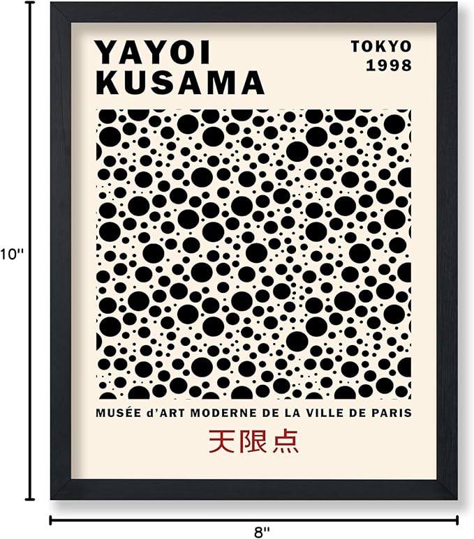 Poster Master Vintage Poster - Black Infinity Dots Print - Abstract Japanese Art - Gift for Men & Women - Pop Art Decor for Office, Bedroom or Living Room - 8x10 UNFRAMED Wall Art