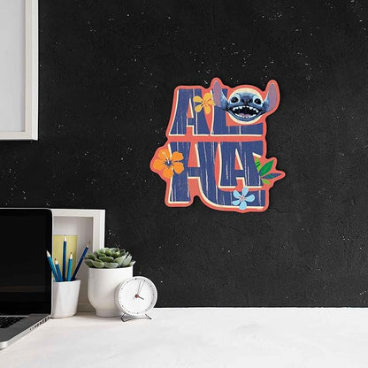 Open Road Brands Disney Lilo and Stitch Aloha Wood Wall Decor - Fun Tropical Stitch Sign for Kids’ Room or Beach House