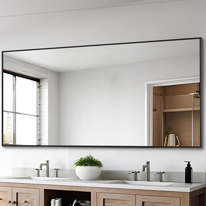 DESBING Black Bathroom Mirror for Wall, 30x60 Inch Rectangle Mirrors with Metal Frame, Modern Vanity Wall Mirror Decor for Entryway Hangs, Bathroom Living Room Horizontal or Vertical
