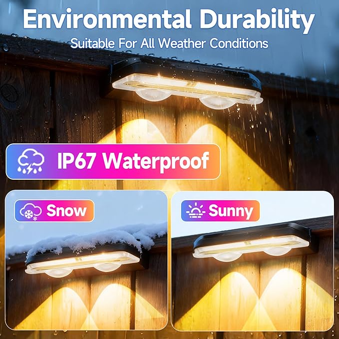 AHAWILL Outdoor Fence Lights,7 Fixed Colors & Color Changing Modes,IP67 Smart Fence Lighting with Remote Control,App Control,LED Light for Outdoor Decor,Wired 16 Packs (100ft)