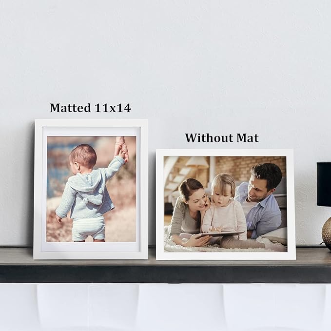 12x16 Picture Frames Set of 6 with Plexiglass, Display Pictures 11x14 with Mat or 12x16 Without Mat for Tabletop Display and Wall Mounting，White