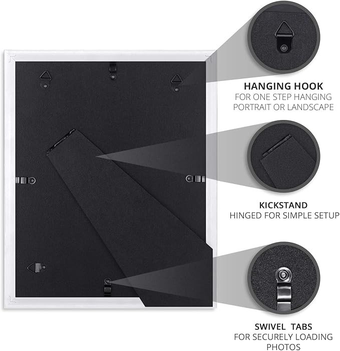 Icona Bay Combination White Picture Frames Set - 10 PC (Four 4x6, Four 5x7, Two 8x10), Impresia Collection Multi-Pack, Simple Modern Design for Wall Gallery
