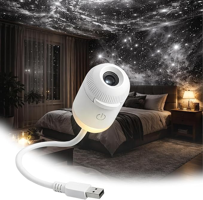 2-in-1 Galaxy Projector Night Light, USB Powered with Flexible Gooseneck & Touch Control for Bedroom, Car (10 Pieces)
