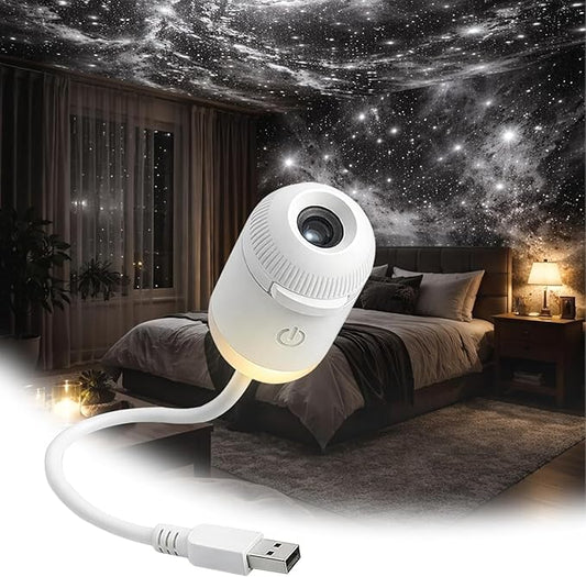 2-in-1 Galaxy Projector Night Light, USB Powered with Flexible Gooseneck & Touch Control for Bedroom, Car (10 Pieces)