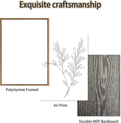 KISSFOX 3 Piece Framed Wall Art Botanical Wall Decor Floral Pictures Wildflower Canvas Art Black White Line Paintings Minimalist Boho Artwork For Bedroom Living Room Bathroom