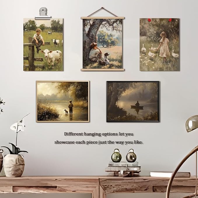 XYHYRA Vintage Countryside Wall Art 6 Poster, Canvas Prints Rustic Farmhouse Nature Landscape Posters Retro Landscape 12x16 Inch Unframed