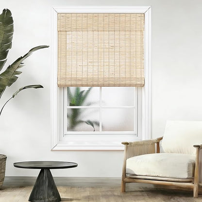 Motorized Bamboo Roman Shades, Motorized Blinds with Remote Compatible with Homekit, Alexa GoogleHome, Smart Wood Woven Shades for Indoor Windows, Customize, Tidebeam
