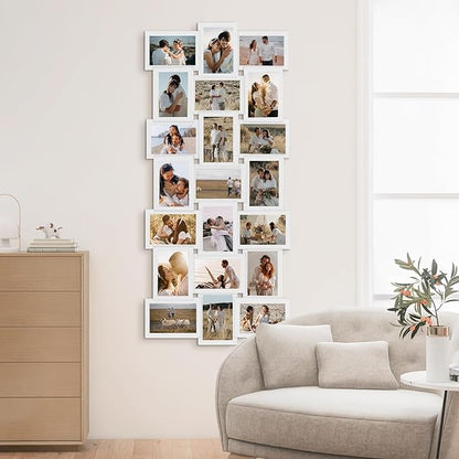 J.M.Deco Collage Picture Frames 21-Opening for Wall Decor, Reunion Friends Family Picture Frame Set, 4 x 6 Photo Frames Collage for Living Room Bedroom, Wedding Gift, White