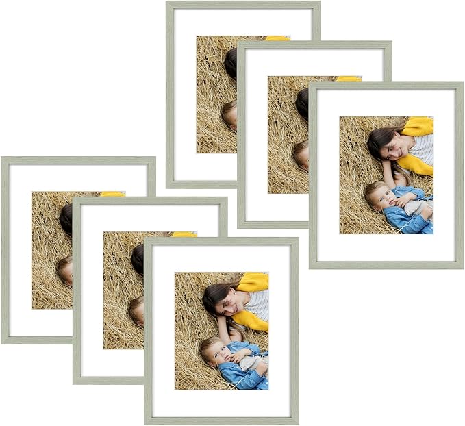 Golden State Art, 16x20 Picture Frame Set of 6 - Matted to 11x14 Photo - Engineered Wood Gallery Frame Set - Wall Mounting (Grey,6 Pack)