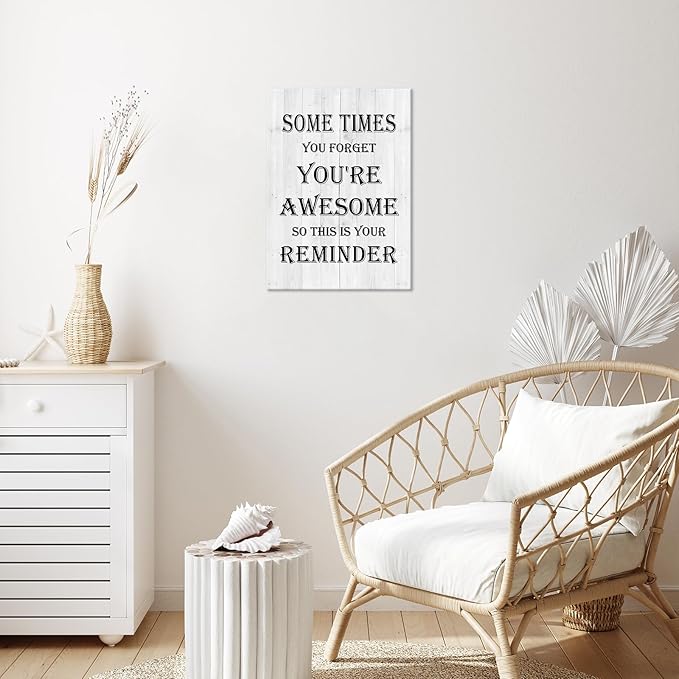 Motivational Wall Decor, You Are Awesome Motivational Canvas Wall Decor, Inspirational Canvas Wall Art for Livingroom, Wooden Framed Inspirational Poster for Office, Dormitory, Meeting Room