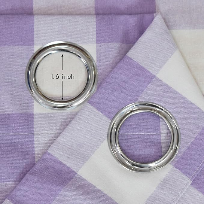3 Pieces Tier Curtains and Valance Set Buffalo Check Kitchen Tiers Plaid Gingham Grommet Top Classic Short Small Cafe Curtains Country Farmhouse Cafe Bathroom 54"x18"/32"x24" Lilac & White