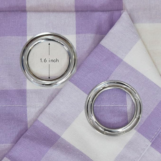 3 Pieces Tier Curtains and Valance Set Buffalo Check Kitchen Tiers Plaid Gingham Grommet Top Classic Short Small Cafe Curtains Country Farmhouse Cafe Bathroom 54"x18"/32"x24" Lilac & White