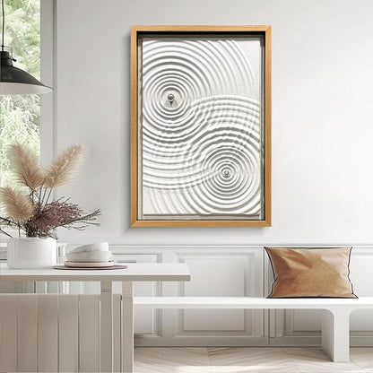 BrightA Modern Wave Texture Wood Wall Art with Silver Metal Sphere, Light Gray 3D Carved Panel for Living Room Bedroom Office Decor 27.5"x39.4"