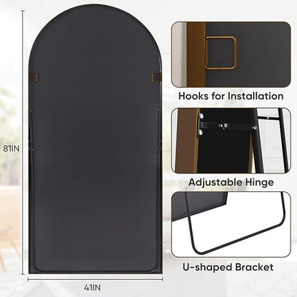 Antok 81" x 41" Full Length Mirror, Floor Mirror Arched Window Decorative Mirror, Metal Framed Decor Farmhouse Floor Mirrors Art Pane Mirrors Wall Decor for Bedroom, Living Room, Entryway Bronze
