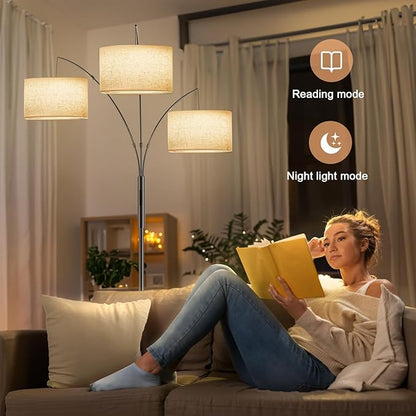 SIBRILLE 36W Corner Floor Lamp Dimmable - 3 Lights Arc Floor Lamps Standing Lamp with Remote & Touch Control, Tall Lamp for Living Room Corner, Bedroom, Office