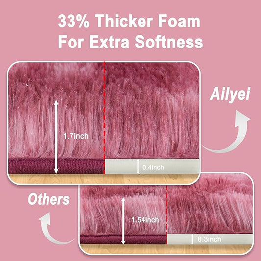 Soft Runner Rugs for Bedroom Hallways, 2x4 Tie-Dyed Blush Pink Fluffy Shag Throw Area Rug Non Slip for Bedside Dorm, Long Shaggy Furry Carpet for Nursery Living Room