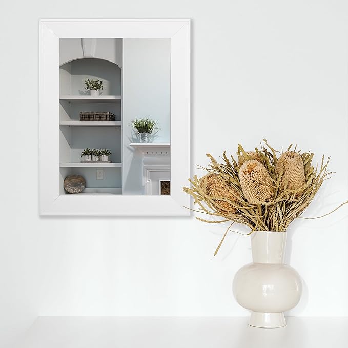 Ruomeng Rectangular Wall Mirror 12" x 16" Beveled Framed Mirror for Bathroom, Bedroom, Entryway, Living Room, White
