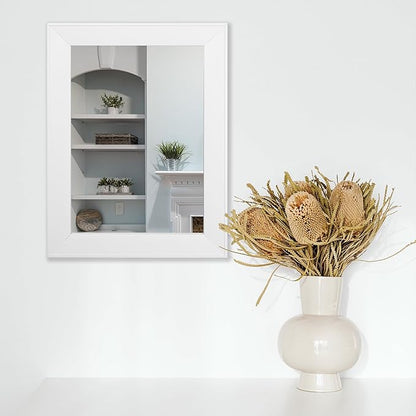 Ruomeng Rectangular Wall Mirror 12" x 16" Beveled Framed Mirror for Bathroom, Bedroom, Entryway, Living Room, White