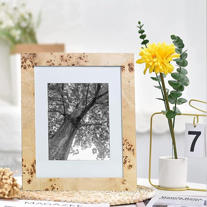 6 Pack Burlwood Wood Gallery Frames Set - Natural Finish Picture Frames for Family Photos - Elegant Wall or Tabletop Decor