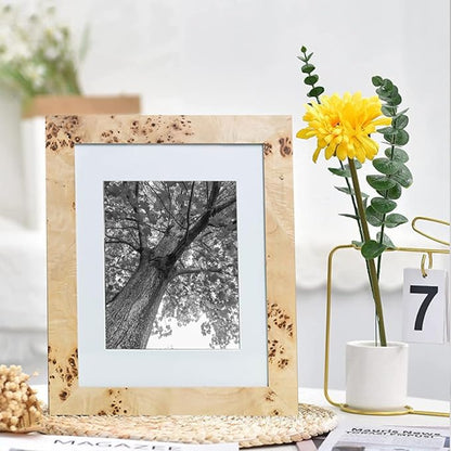 6 Pack Burlwood Wood Gallery Frames Set - Natural Finish Picture Frames for Family Photos - Elegant Wall or Tabletop Decor
