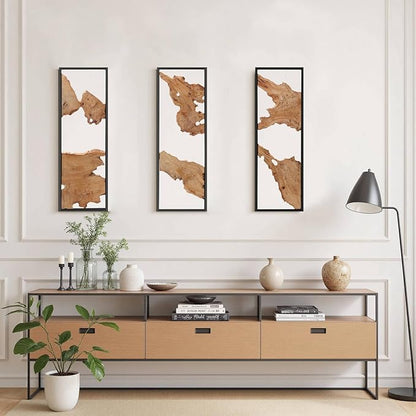 3pcs 36''×12''Rustic Wood Wall Art–Handcrafted Natural Wood Decor, One-of-a-Kind Design for Living Room, Bedroom, Statement Display or Office