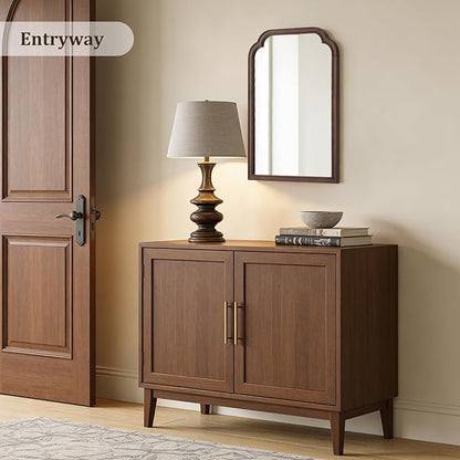 WallBeyond Wood Bathroom Mirrors for Wall Mounted, 20" x 30" Rustic Wood Frame Wall Mirrors Decorative for Living Room or Bedroom Vanity Mirror (Walnut)