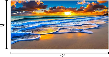 TutuBeer 1 Pcs Wall Decor Beach Ocean Pictures Sunrise over the Beach Pictures Print on Canvas Pictures of the Beach Pictures Wall Art Beach Paintings Ocean Wall Art Stretched and Framed 20" x 40"
