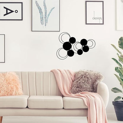 DUOOLN 2 Pcs Black Abstract Metal Wall Art, Minimalist Hanging Wall Decor Single Line Art, 3D Textured Modern Geometrical Metal Wall Sculptures, for Living Room Bedroom Bathroom Study Room Home Decor
