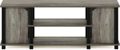 Furinno Brahms TV Stand Entertainment Center with Shelves and Storage for TV Size up to 45 Inch, French Oak/Black