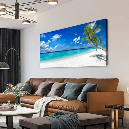 XXMWallArt FC2498 Seascape Canvas Art - Tropical Paradise Beach With White Sand and Coco Palms - Summer Beach Nature Pictures for Living Room, Bedroom, Home and Office Wall Decor