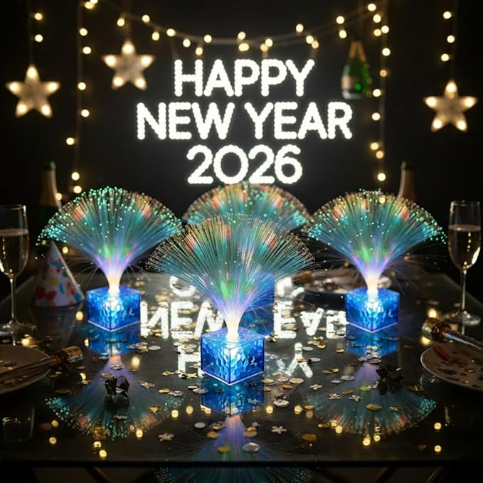 Amylove Mini Fiber Optic Lamp Bulk LED Light Color Changing Table Centerpiece Glow in The Dark Party Favors Supplies for Wedding Graduation Prom Birthday Disco Dance Decorations(6 Inch,Blue)