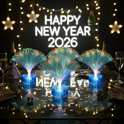 Amylove Mini Fiber Optic Lamp Bulk LED Light Color Changing Table Centerpiece Glow in The Dark Party Favors Supplies for Wedding Graduation Prom Birthday Disco Dance Decorations(6 Inch,Blue)
