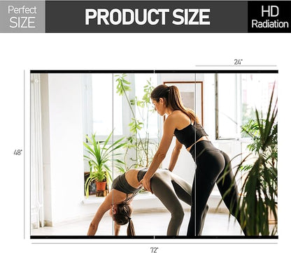 TRAHOME Home Gym Mirror for Wall,48x24x3PCS Full Length,Glass Frameless Body Large Mirror for Home Gym,Workout,Bedroom,Garage(Black)