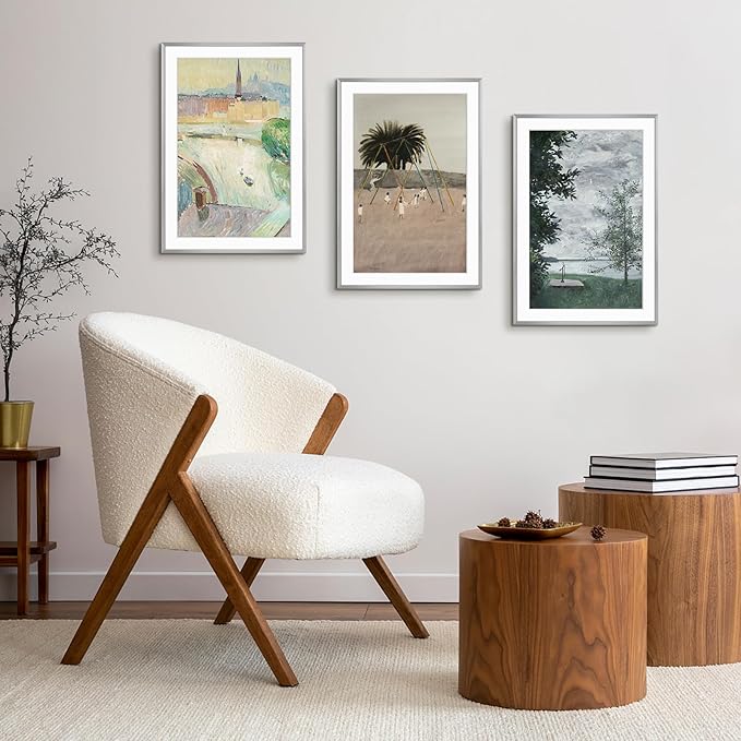 Golden State Art, Gallery Wall Frame Set of 6 - Silver 13x19 Aluminum Photo Frames with Mat for 11x17 Pictures - 13 x 19 inch Metal Frame with Real Glass Cover - Elegant Home or Office Decor