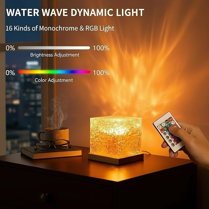 2026 New Ocean Wave Projector Light, 16 Color Touch & Remote Ocean Lamp, 3D Water Ripple LED Night Light, Romantic Ambient Lighting for Bedroom, Kids Room, Meditation, Relaxation, Home Decor