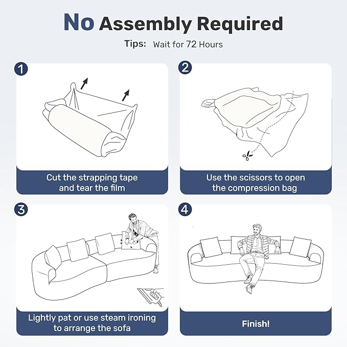 110” Modern Curved Sofa,Oversized Couch for Living Room,Cloud Couch with Boneless Couchs,Modular Sectional Sofa with Deep Seat,No Assembly Required,Dark Blue