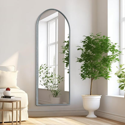 Arch Full Length Wall Mirror, 48"x16" Arched Wall Mounted Mirror, Metal Aluminum Frame Modern Simple Home Decor, Leaning Against Wall Mirror for Bedroom Living Room Cloakroom Gray