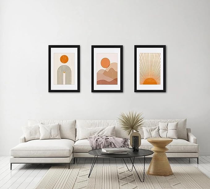 ELSKER&HOME 16x24 Poster Frame 3 Pack, Black Picture Frame Display Poster 12 x 18 with Mat or 16 x 24 Without Mat, Horizontal and Vertical Wall Mounting
