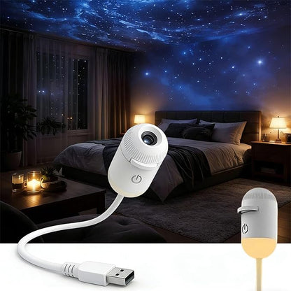 2-in-1 Galaxy Projector Night Light, USB Portable Starry Sky Night Light Projector for Bedroom, Mini LED Nightlight Wall Lamp for Kids & Adults, Dreamy Ceiling Decor (10 Projection Films)