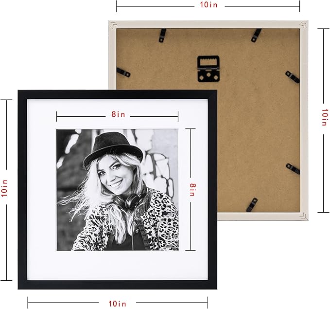ArtbyHannah Photo Collage Frames for Wall, 10x10 Inch Square Picture Frame for Living Room or Staircase Decoration (Black, 9 Pack)