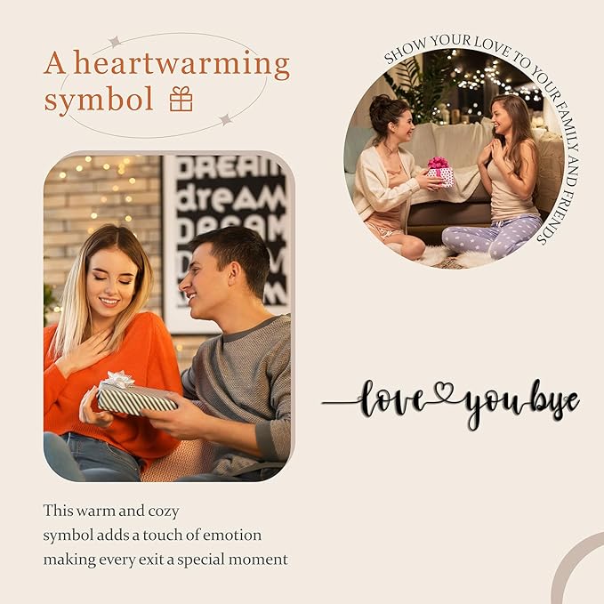 Love You Bye Over Door Frame Decor Corner Sign, Metal Door Topper Wall Decor Express Love and Warm Family Sign for Office Front Door Bathroom Hallway Entryway Black (LOVE YOU. BYE Style 14)
